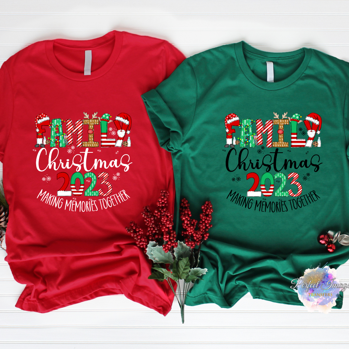 Family Christmas 2023-Adult Shirt-White Font