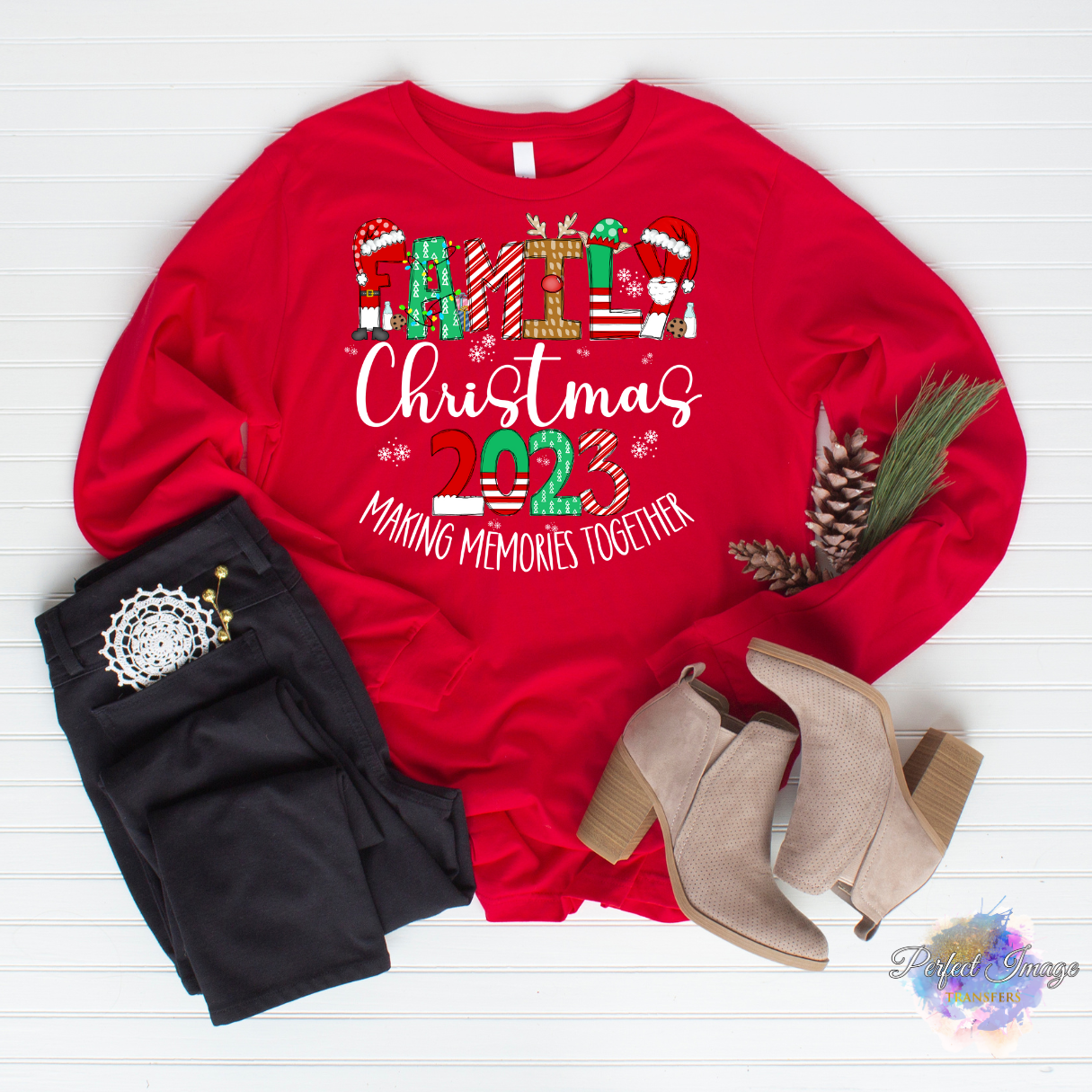 Family Christmas 2023-Toddler Shirt-White Font